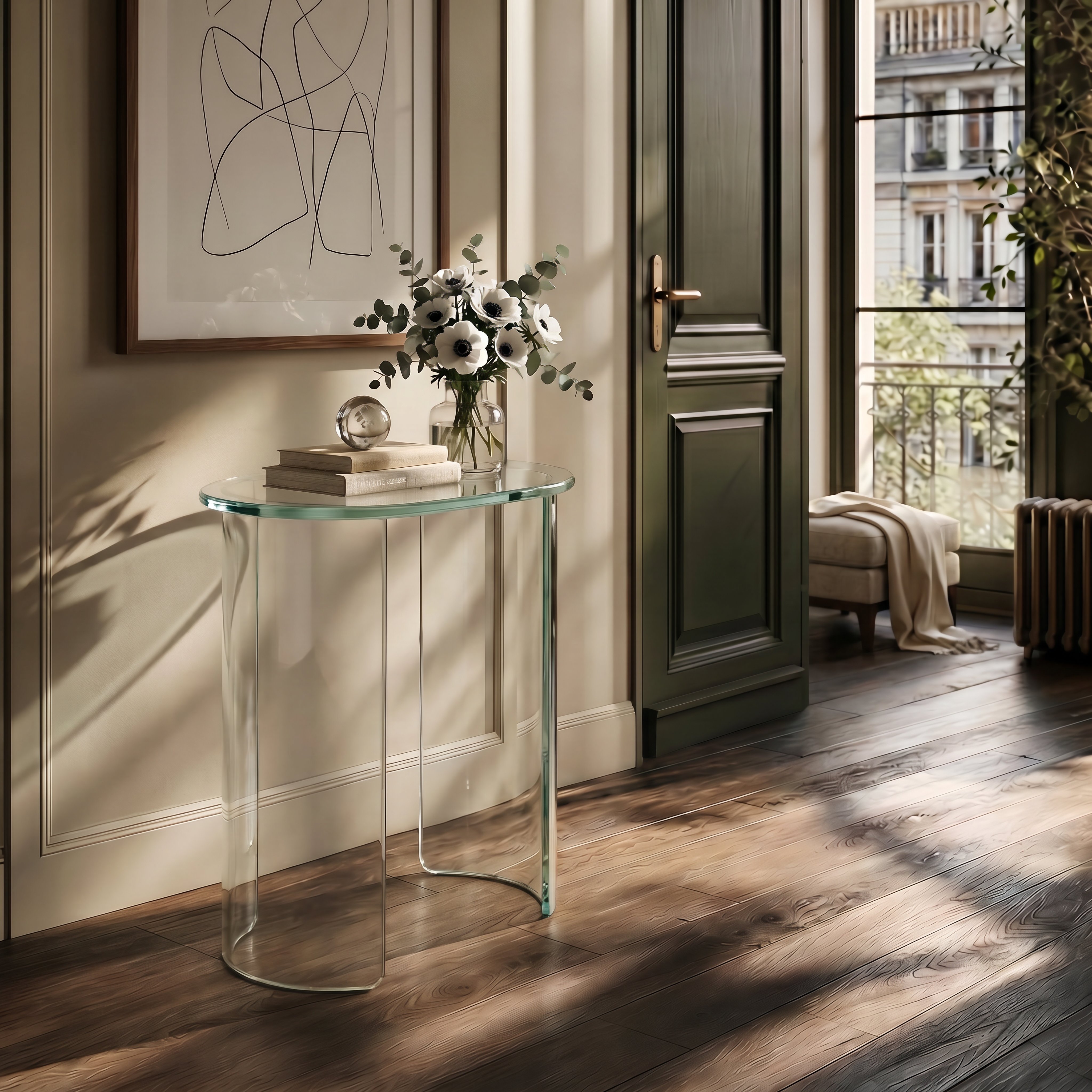 Arc Side Table - Clear Glass