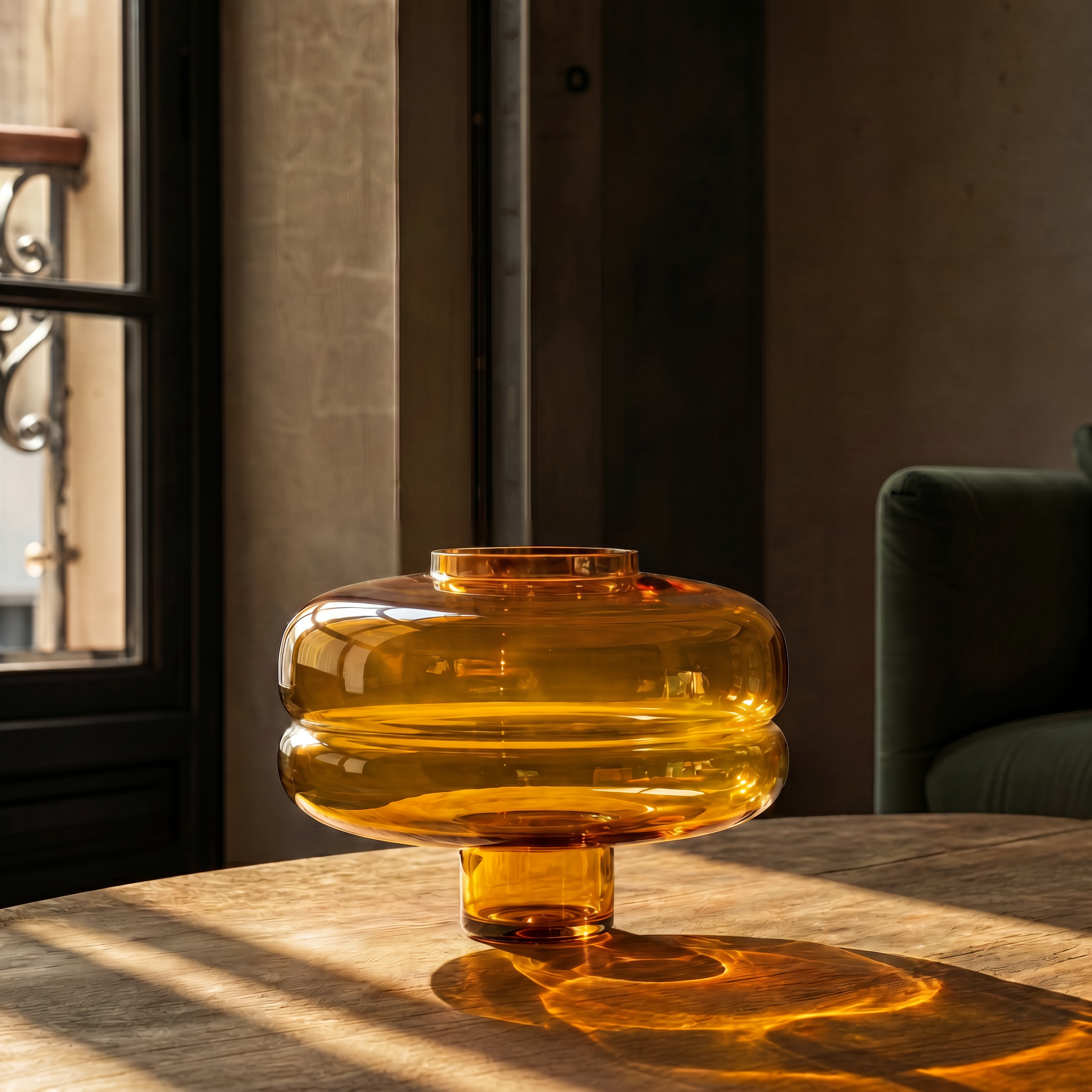 Dome Glass Vase - Amber