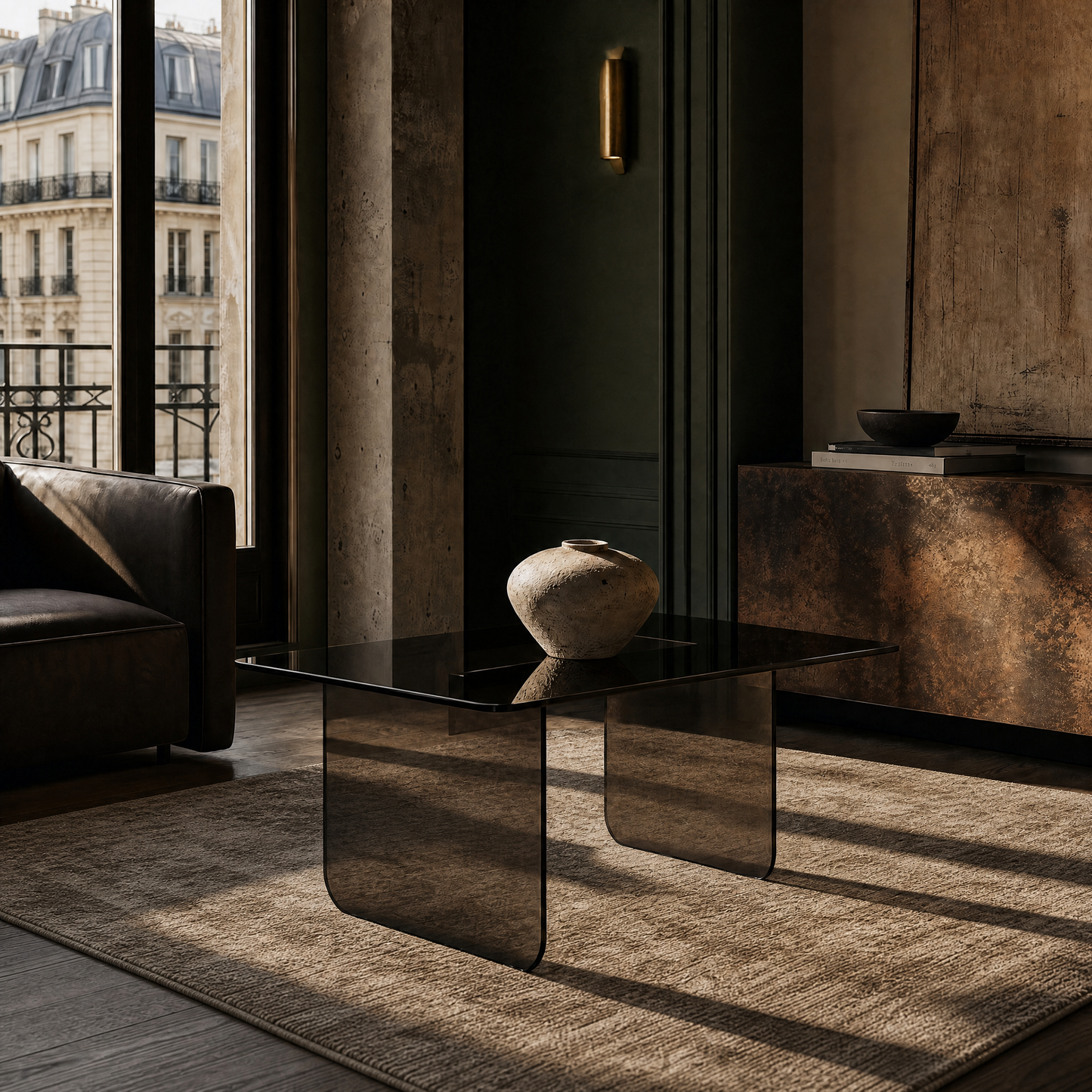 Frame Coffee Table - Charcoal Glass
