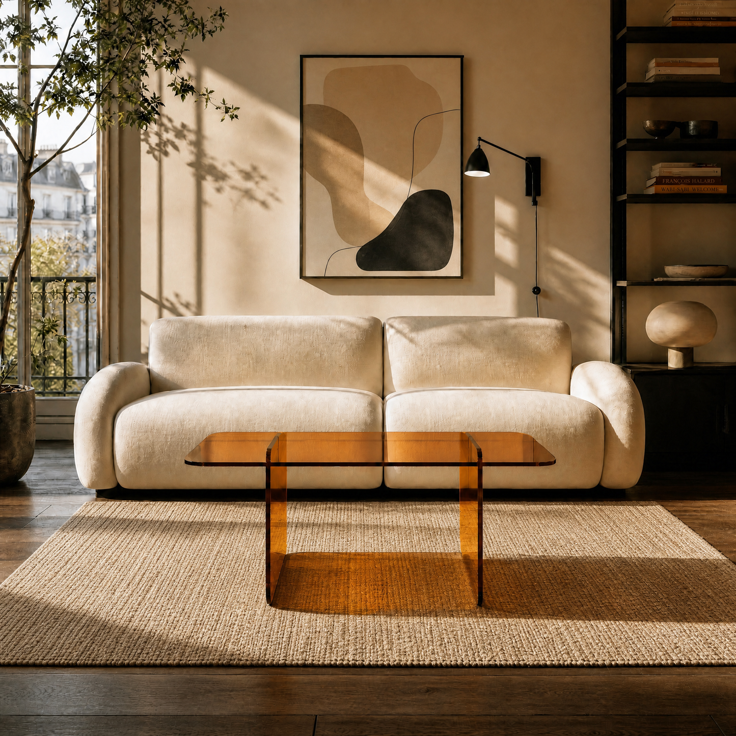 Frame Coffee Table - Amber Glass