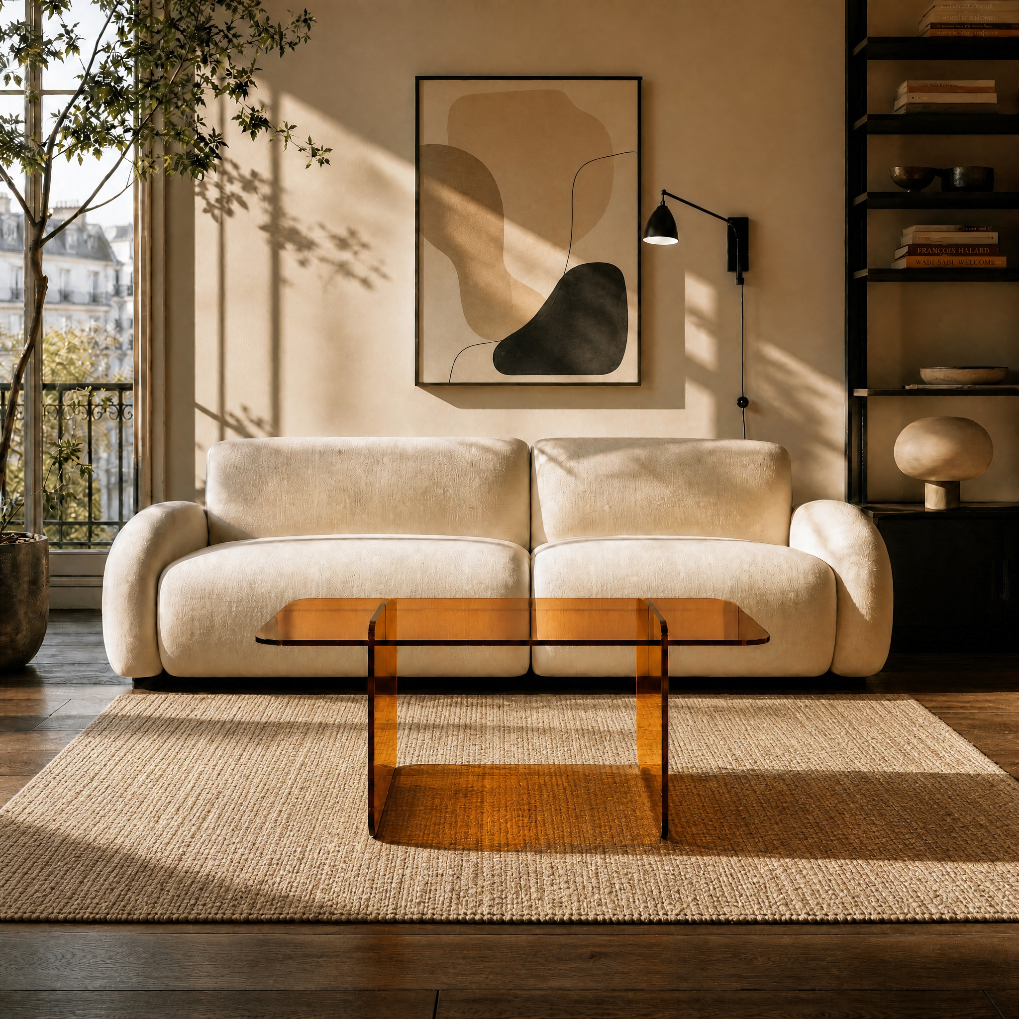 Frame Coffee Table - Amber Glass