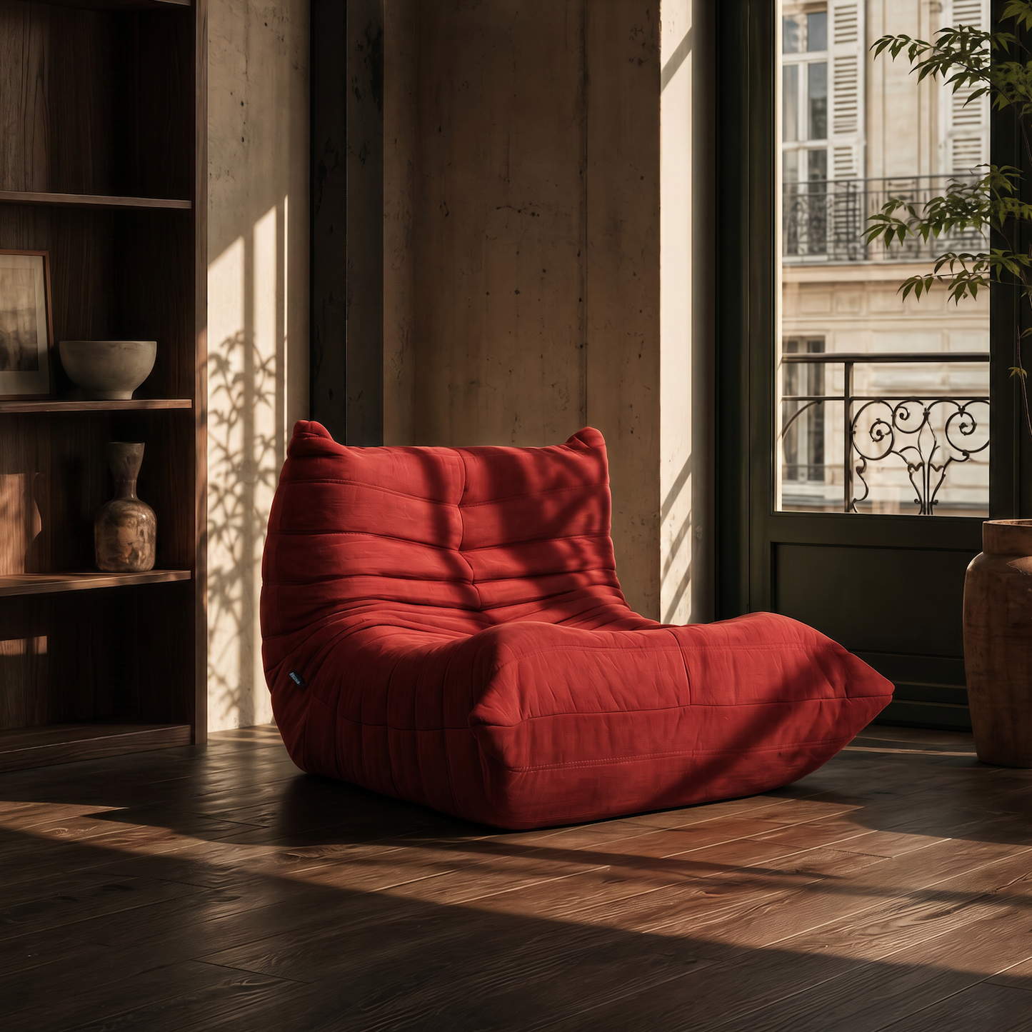 Plissé Fireside Chair in Saddle Brown