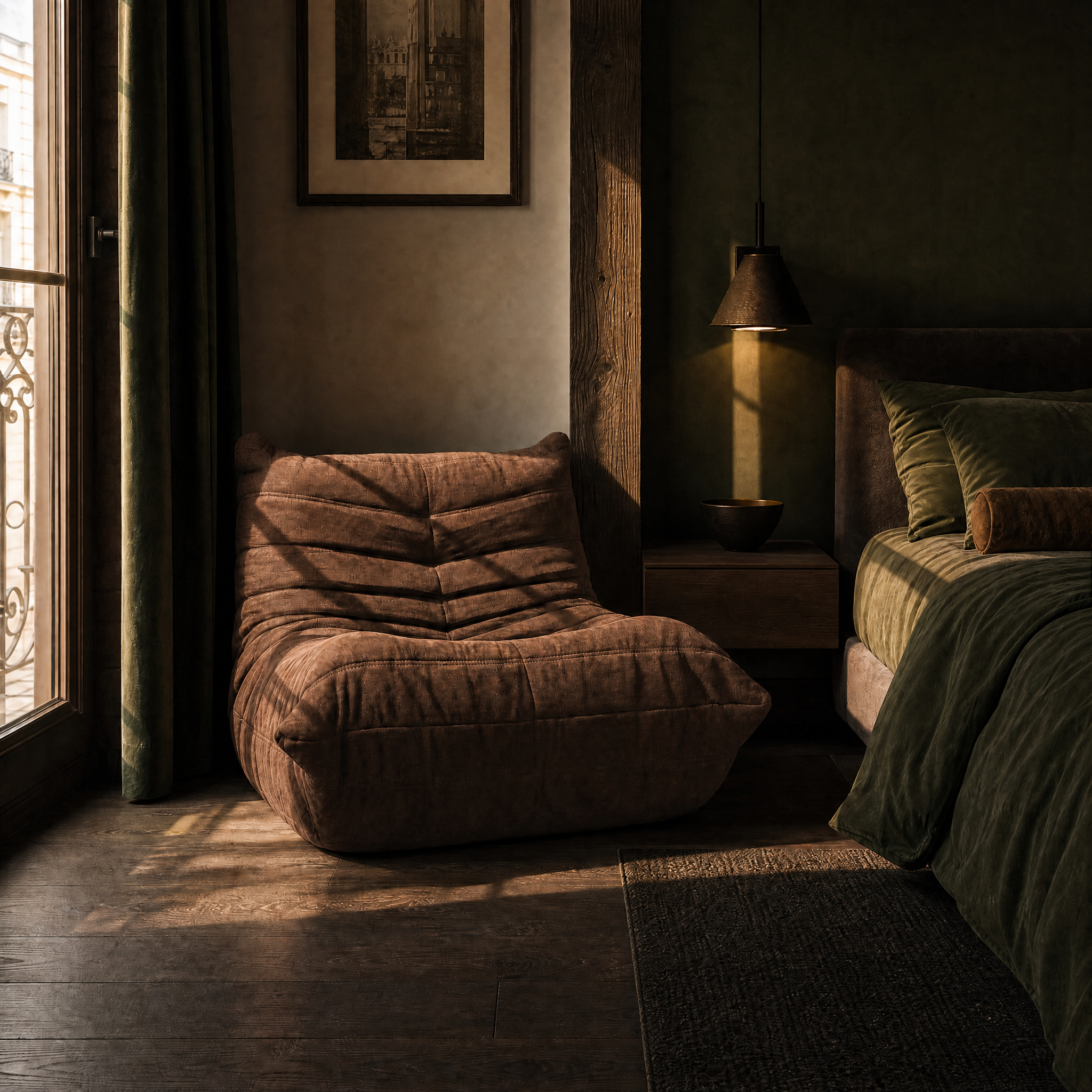 Plissé Fireside Chair in Espresso Brown