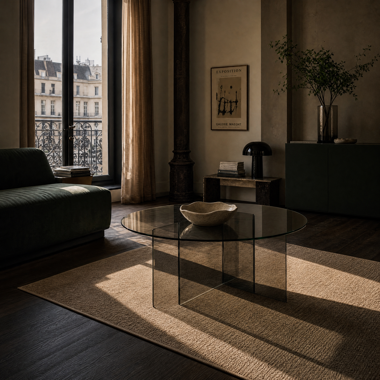 Radial Coffee Table - Charcoal Glass
